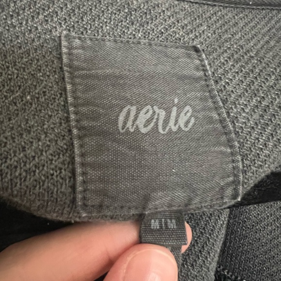 Aerie Charcoal Women's Cropped Hoodie - Picture 4 of 4